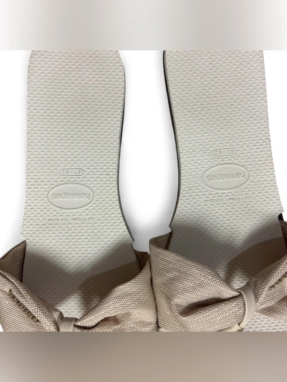 Original HAVAIANAS Womens You St Tropez Shine Bow Flip Flops Beige 11 12 W